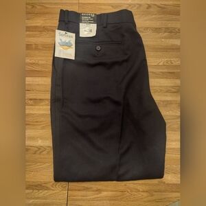 Men's George Regular Pleated Cuffed Microfiber Navy Blue Dress Pants 42X30